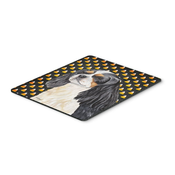 "Cavalier Spaniel Tricolor Candy Corn Halloween Portrait Mouse Pad Hot Pad or Trivet"