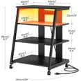 thumbnail image 3 of 4-Tier AV Media Stand with Wheels, Stereo Stands, Media Console Shelf with Power Strips, LED Lights, Wooden Audio Cabinet Rack Tower for Record Player/Apple TV/ps4, Black TCJ60UDBB, 3 of 9