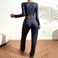 thumbnail image 5 of Women's Long Sleeve Long Pants Pajama Set - Outdoor Wear Suitable Loungewear - Blue Size M, 5 of 5