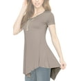 thumbnail image 5 of Made by Johnny Women's V-Neck Asymmetrical Tunic Top XXL TAUPE, 5 of 6