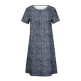thumbnail image 5 of Summer Dress Saving! Women's Casual Plus Size Bohemian Print Short Sleeve Beach Dress Knee Length Dress Navy S, 5 of 5