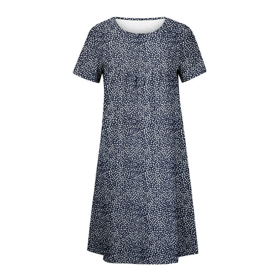 Vikakiooze Women's Summer beach dresses,Print Short Sleeve Beach Dress Knee Length Dres