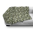 thumbnail image 2 of Flowers Insects Soft Flannel Fleece Throw Blanket, Tropical Composition of Palm Leaves, Cozy Plush for Indoor and Outdoor Use, 50" x 60", Grey Teal Olive Green, by Ambesonne, 2 of 5