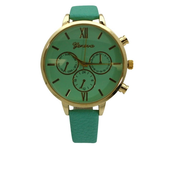 Olivia Pratt Three Subdial Gold Accented Leather Strap Watch