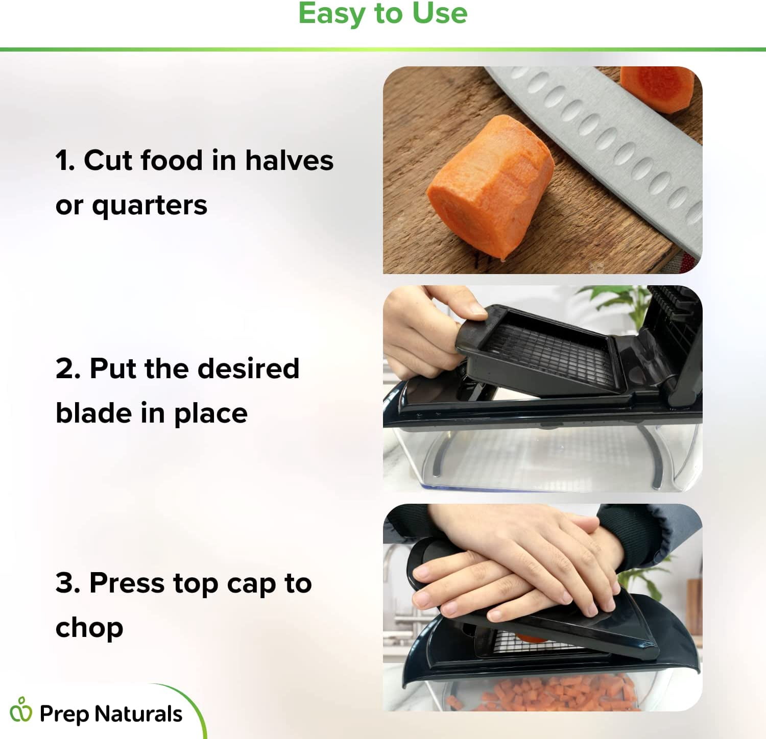 Prep Naturals 4 in 1 Vegetable Chopper, Veggie Chopper, Vegetable Cutter, Food Chopper & Onion Chopper - Chopper With Container Black