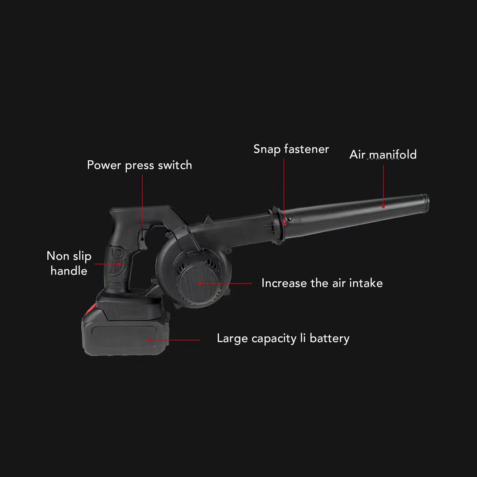 BOKYAN 21V Cordless Leaf Blower & Vacuum, Dual Use Handheld Electric Sweeper with 1300mAh Battery, 116 CFM High Power Dust Cleaner for Lawn Care, Vehicles, and Appliances (12.2 inches / 31 cm)