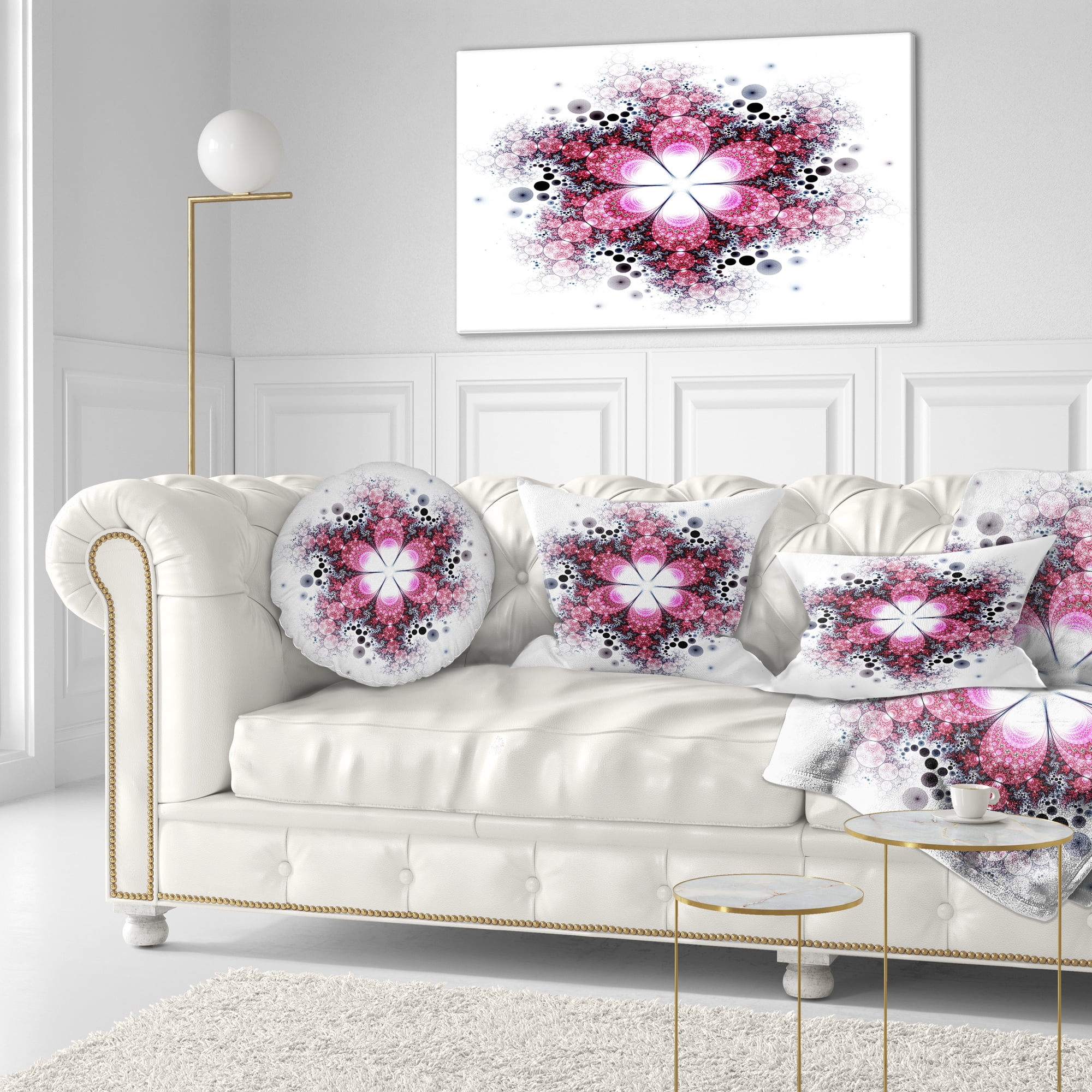 Designart Violet Fractal Flower Pattern - Abstract Throw Pillow - 12x20