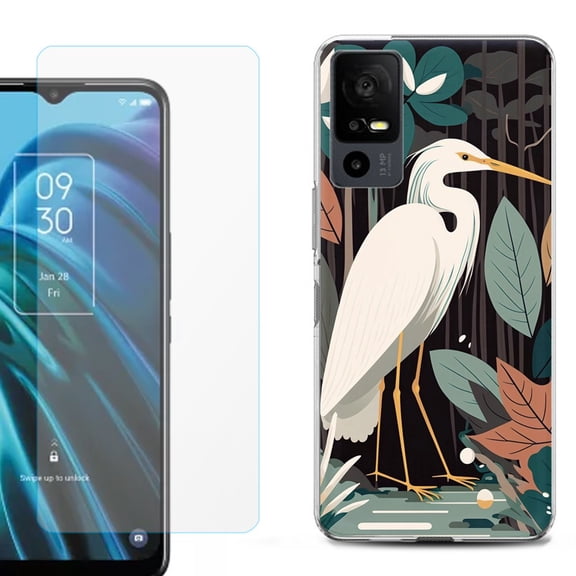 OneToughShield ® for TCL 40 XE 5G Shockproof Fashion Phone Case, with Tempered Glass Screen Protector - Egret