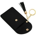 thumbnail image 4 of FENGGUIQU Black Small Card Holder Keyring with Tassel - Secure Button, Credit Card and Cash Wallet, 4 of 6