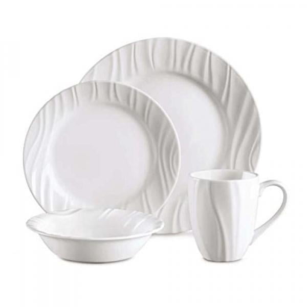 CORELLE Boutique Swept Embossed 16pc Dinnerware Set