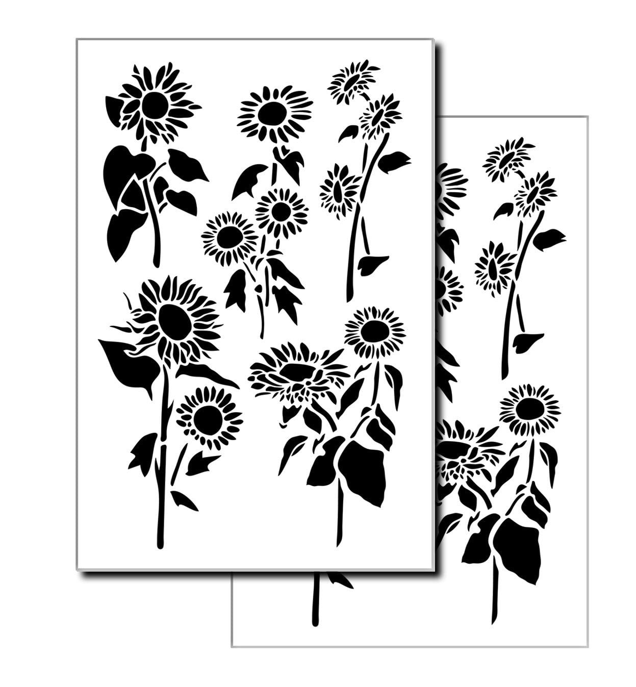 2 Designs Sunflower Airbrush Wall Model Paint Flower Stencils 10Mil
