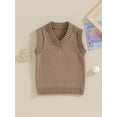 thumbnail image 2 of FEORJGP Toddler Sweater Vest Sleeveless Kniwear Waistcoat Lightweight V Neck Pullover Solid Color Knitted Tank Tops Loose Casual Clothes for Fall Winter, 2 of 9