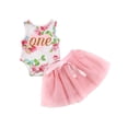 thumbnail image 2 of Sonducket Conjunto de para niños, chaleco sin mangas para niña, camiseta, pelele, de malla conjuntos de ropa Rosa 70cm, 2 of 6