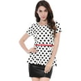 thumbnail image 2 of Top Peplum De Lunares De Manga Corta De Verano Para Mujer Allegra K Con Cinturón Blanco L, 2 of 6