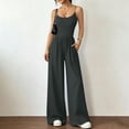 thumbnail image 4 of YanHoo Jumpsuits for Women Sleeveless Camisole Wide Leg Pants Rompers Spaghetti Straps One Piece Jumpsuit with Pockets, 4 of 7