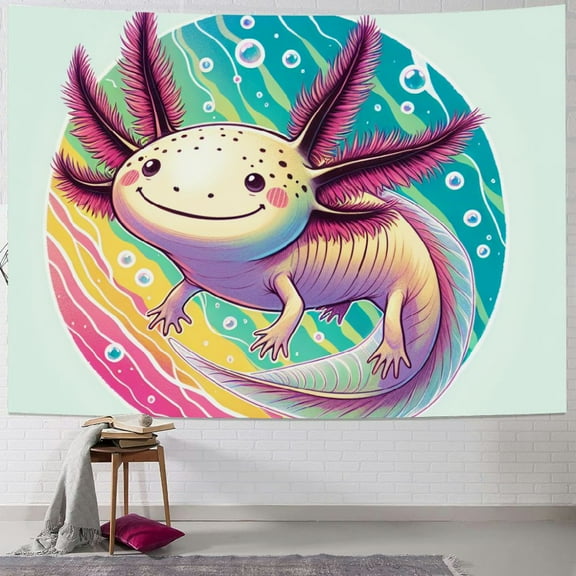 Autua Whimsical Axolotl Tapestry Wall Hanging Unique Style Graphic Tapestries Home Wall Decor Art for Living Room Bedroom Apartment Farmhouse Dorm 40x30inch