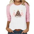 thumbnail image 2 of Craaazy Women's Christmas Shirts Round Neck 3/4 Sleeve T-shirt Funny Snowman Santa Hat Printed Xmas Tops Gifts, 2 of 4