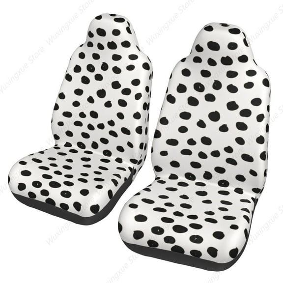 Animal Print Dots Black White Dalmatian Car Seat Covers Universal Auto Front Seats Protector Fits for Car SUV Sedan Truck