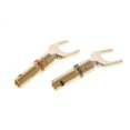 thumbnail image 2 of Brass gold plated Y-type fork speaker plug or screw fork connector adapter, 2 of 5