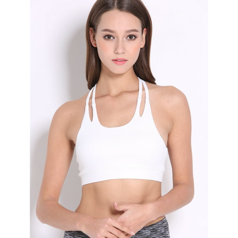 FANNYC Longline Sports Bra For Women Padded Strappy Low Impact Support  Sports Bra Wireless Sexy Cute Yoga Crop Top Running Active Gym Workout  Fitness Bras With Removable Cups 