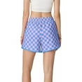 thumbnail image 7 of JWD Women's Checkered Shorts Elastic Waist with Drawstring Plaid Short Pants Beach Summer with Pockets Pink Blue Plaid S, 7 of 7
