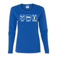 thumbnail image 2 of Cheerleading Eat Sleep Cheer Girl Sports Womens Graphic Long Sleeve T-Shirt, Royal, 2XL, 2 of 3