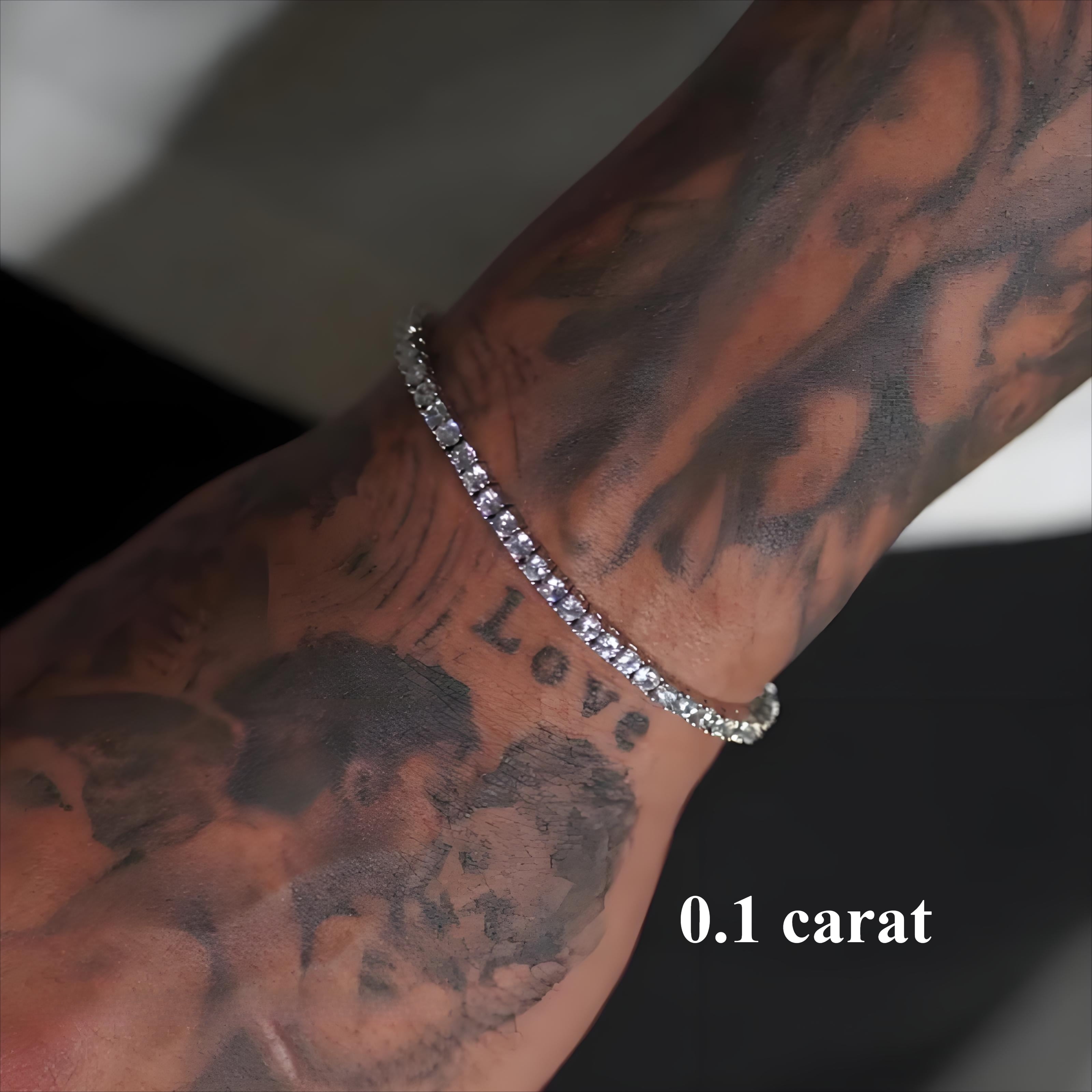 0.1 Carat Moissanite Tennis Bracelet Men Diamond Tennis Bracelet Wedding Bracelets for Women Lab Diamond Tennis Bracelet Gold 18K Plated Women's Tennis Bracelets