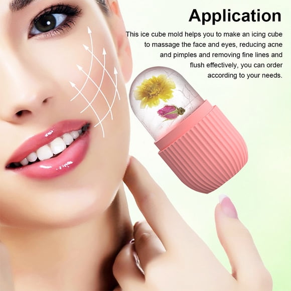 Beauty Face Ice Cube Mold DIY Lifting Acne Fine Freezer Cooling Freeze Line Silicone Facial Massager Contouring Washable Refillable Icing Mould Blue