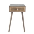 thumbnail image 2 of Gaia 28 Inch Pine Wood Side End Table, Gliding Rattan Drawer, Oak Gray, 2 of 5