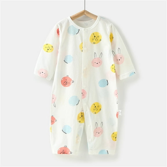 lulshou Summer Outfits Baby Romper Summer Thin Baby Print Jumpsuit Conditioned Clothes Baby Pajamas Newborn Clothes Long Sleeved Long Crawling Clothes Bodysuit on Clearance
