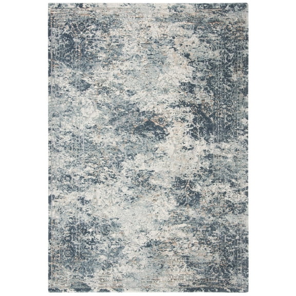 SAFAVIEH Martha Stewart Luanna Distressed Floral Area Rug, Cream/Blue, 5'3" x 7'6"