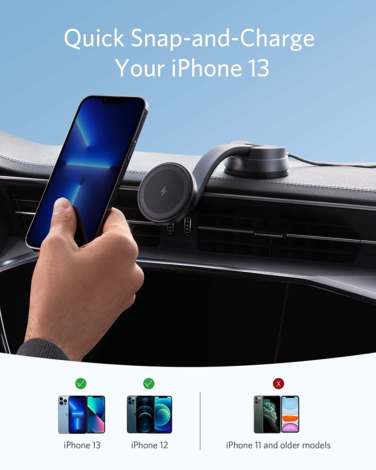 Anker 613 Magnetic Wireless Charger Car Charging Mount with