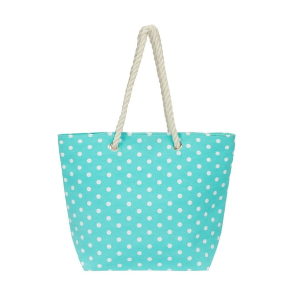 Leisureland Large Water Resistant Polka Dot Canvas Beach Tote Bag