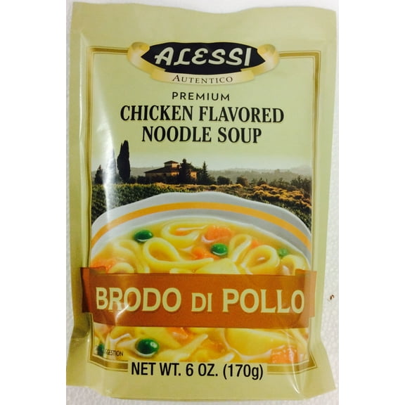Alessi Brodo Di Pollo - Authentic Sicilian Chicken Noodle Soup, 6-Ounce Packages (Pack Of 2) - A Taste of Sicily in Every Bowl!