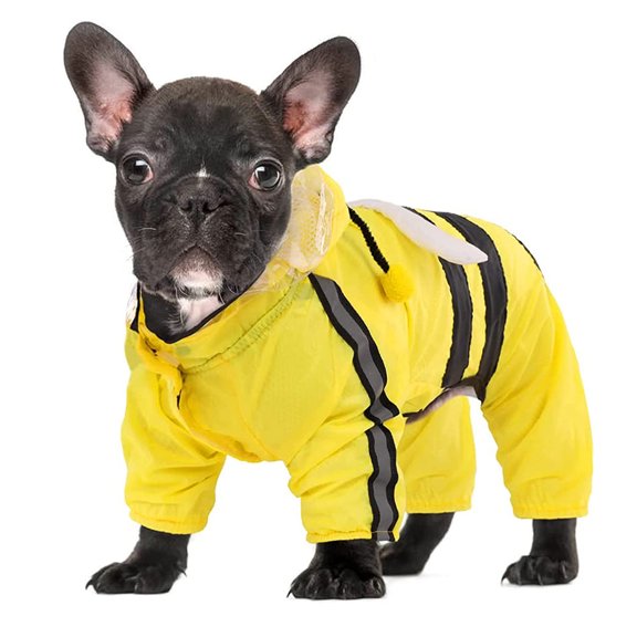 Pet Dog Raincoat,Hooded Waterproof Rain Jacket with Reflective Strip Poncho Coats for Puppy Small Medium Large Dog Yellow M