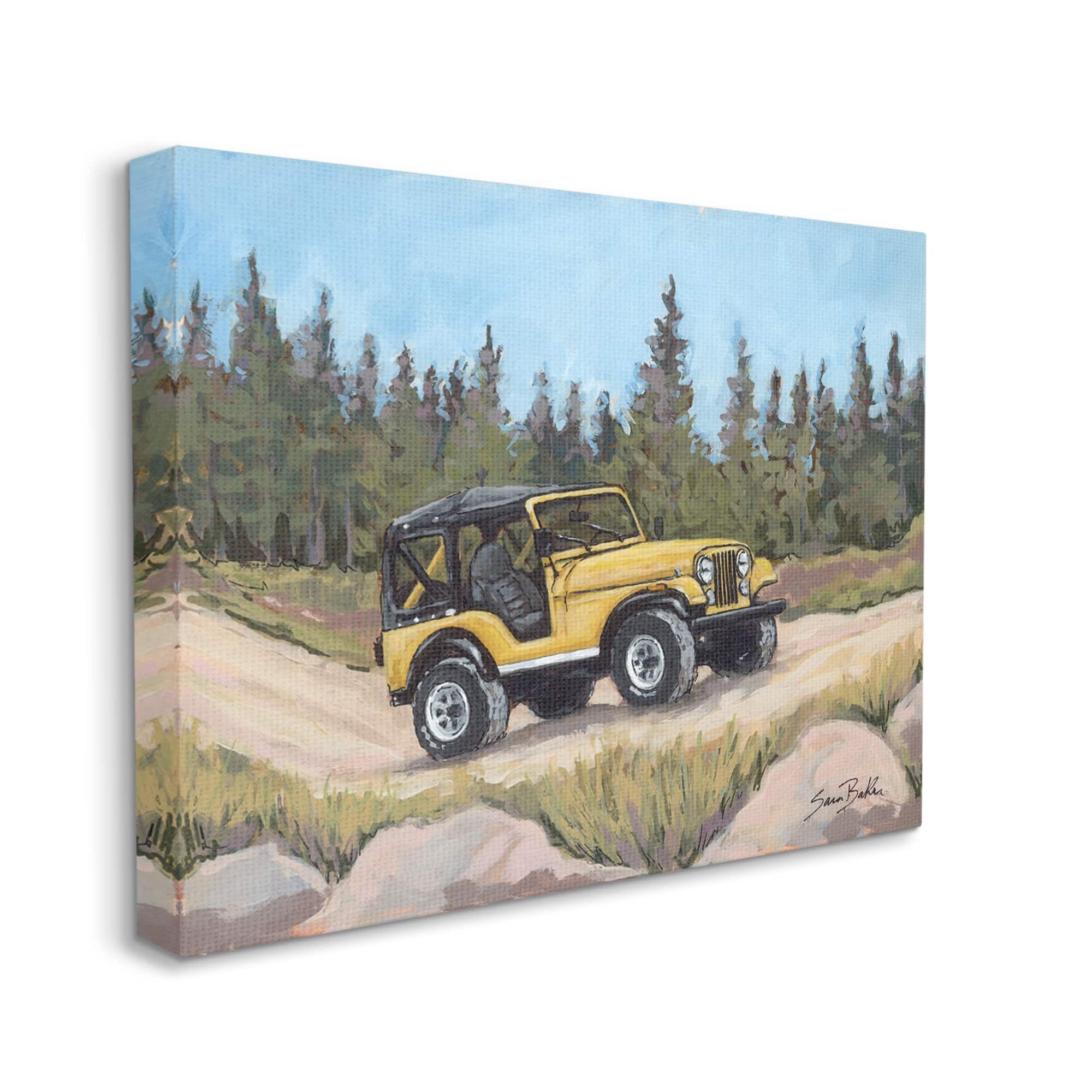 Stupell Off Road Adventure Yellow Truck Transportation Painting Gallery Wrapped Canvas Print Wall Art