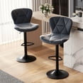 thumbnail image 1 of Hawsaiy Modern Bar Stools Set of 2, Adjustable Faux Leather Upholstered Swivel Bar Stools, Counter Height Bar Chairs with Back for Kitchen Island, Dark Gray, 1 of 6