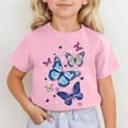 thumbnail image 2 of Girls T Shirts Kids Baby Girls Summer Cartoon Butterfly Rainbow Donut Print Short Sleeved Casual T Shirt Summer Tops Pink 6 Years-7 Years, 2 of 4