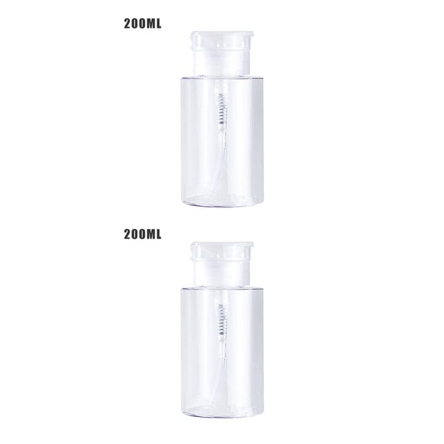 heritaly Push Down Empty Pump Dispenser Nail Polish Remover Refillable Storage Container Cosmetic Removal Plastic Press Bottle Transparent 200ml 2Set
