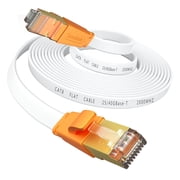 ERUCND-Ethernet Cable 20 FT, Cat 8 Ethernet Cable 2000Mhz 40Gbps, Internet Cable Professional Flat LAN Cable SFTP Patch Cord with Gold Plated RJ45 Connector for Router Modem, White