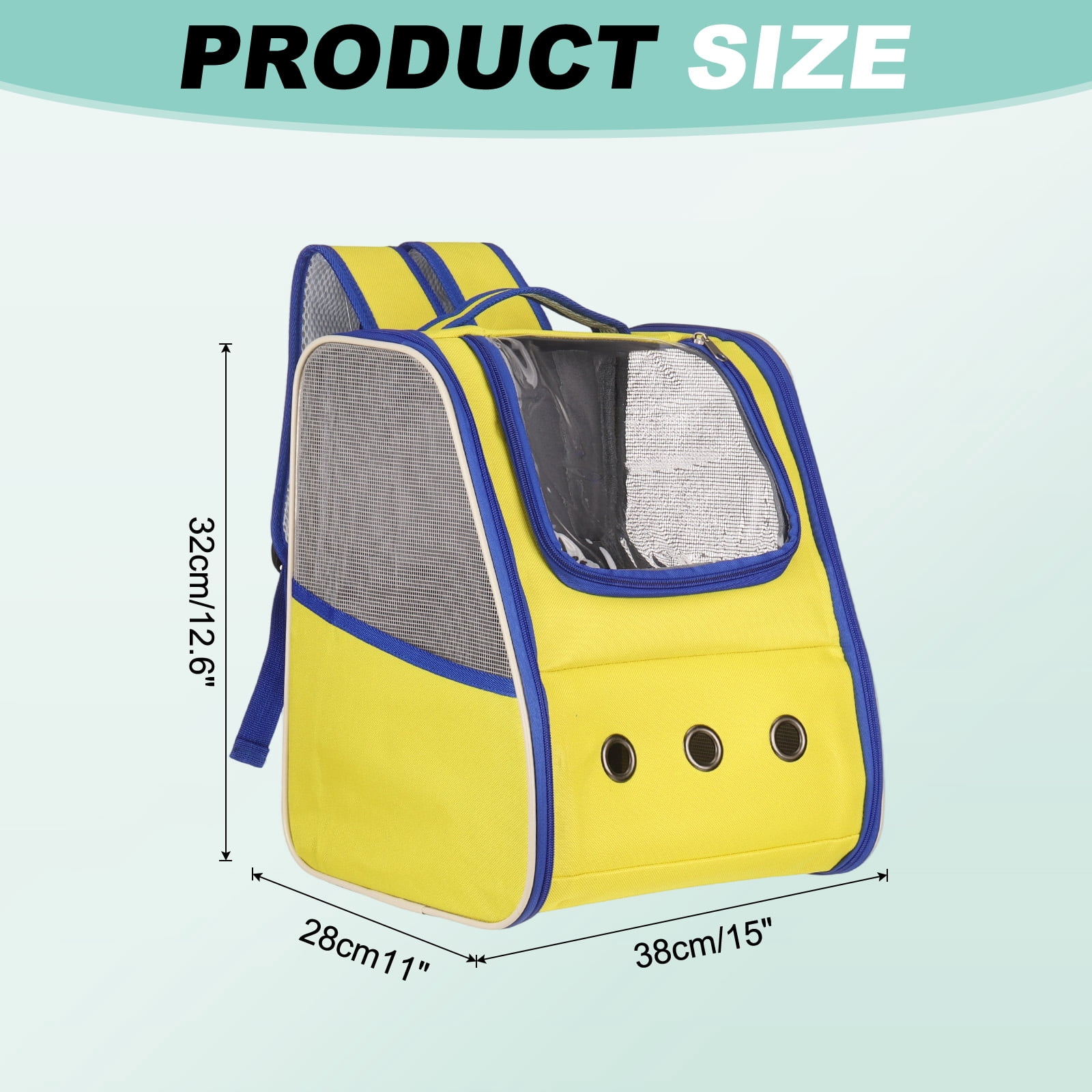 Uxcell Cat Backpack Carrier, Portable and Ventilated, Oxford Cloth for Cats or Small Dogs (Yellow/Blue, 12.6"x11"x15")