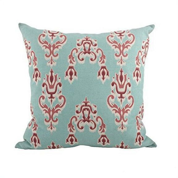 Fennco Styles Sardinia Collection Bohemian Ikat Linen Blend 20 x 20 Inch Throw Pillow with Case & Insert – Duck Egg Blue Home Decorative Pillow for Couch, Bedroom and Living Room Dé