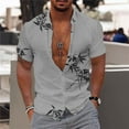 thumbnail image 2 of Honeeladyy Mens Hawaiian Shirts Summer Short Sleeve Button Down Printed Slim Shirts for Beach Party Valentines Day Gift for Husband Gray XL, 2 of 5