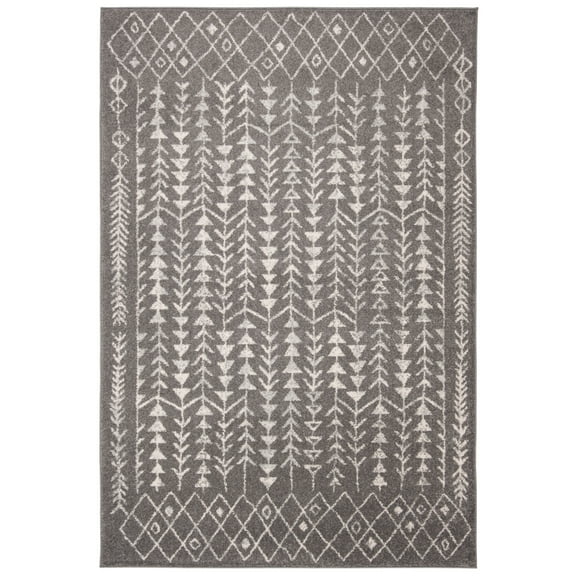 SAFAVIEH Tulum Goddard Moroccan Geometric Area Rug, Dark Grey/Ivory, 5'3" x 7'6"