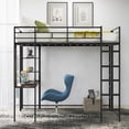 thumbnail image 2 of Gewnee Full Size Metal Loft Bed with Desk and Two Ladders for Kids and Teens,Black, 2 of 8