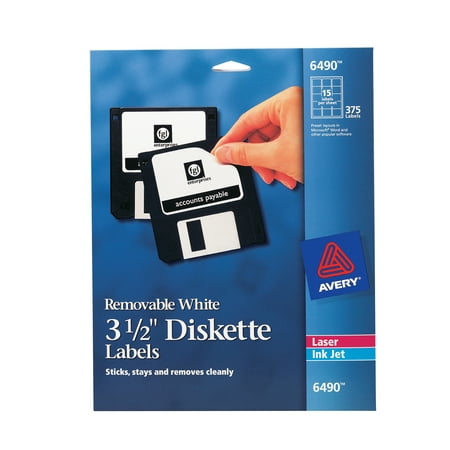 Avery Media Labels (AVE6490), 3-1/2 Diskette Labels 15 labels per sheet, 375 labels total