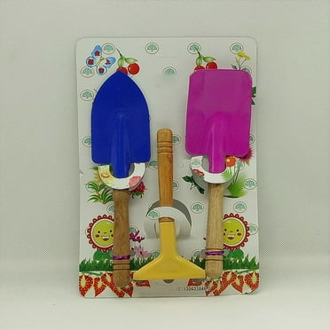 Sparsain 3Pcs Kids Garden Tools Set Metal Gardening Tools with Sturdy Wooden Handle Safe Gardening Tools Trowel Rake Shovel for Kids (Random Color)