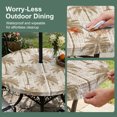 thumbnail image 5 of Round Outdoor Tablecloth with Umbrella Hole and Zipper, Tropical Palm Trees Tablecloth with Elastic Waterproof, Summer Coastal Beige Vintage Patio Table Covers for 36" - 44" Picnic Pool Tables, 5 of 9