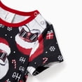thumbnail image 4 of Pijamas navideños a juego para toda la familia, pijamas de manga corta con estampado de Papá Noel en color negro, 4 of 5