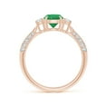 thumbnail image 2 of ANGARA Natural Three Stone Emerald and Diamond Ring in 14K Rose Gold for Women (Size-6mm) | May Birthstone, Birthday, Anniversary, Jewelry Gift for Women | Natural Emerald Ring, 2 of 8